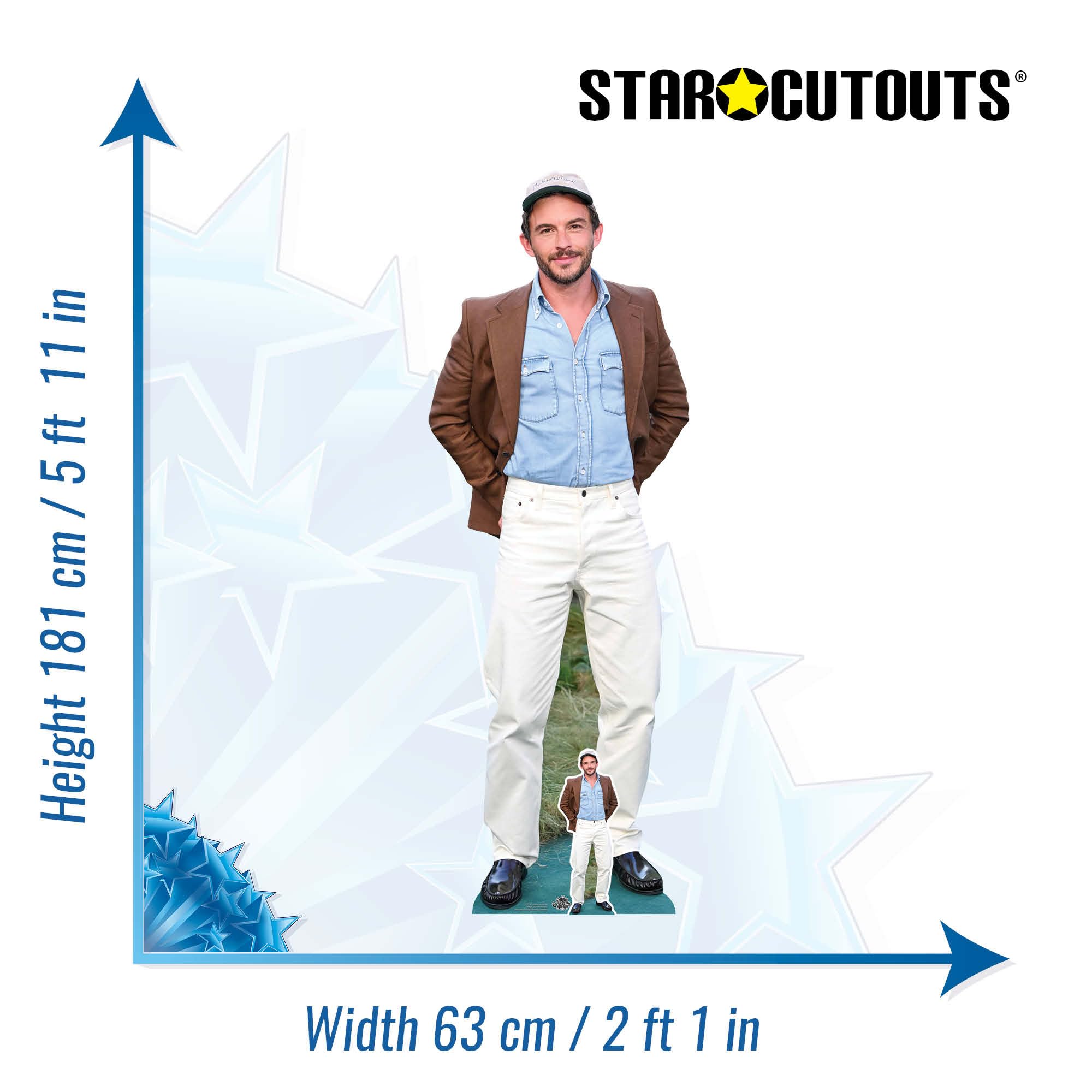 Star Cutouts CS1243 Sagoma in cartone a grandezza naturale di Jonathan Bailey con camicia blu, 181 cm, perfetta per gli appassionati di TV e teatro, feste e decorazioni per la stanza
