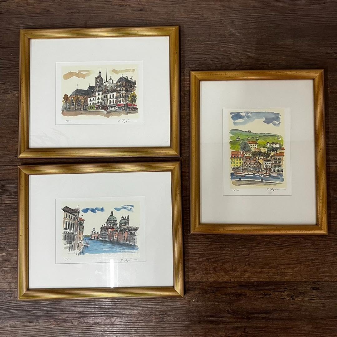 藤森悠二　絵画　リトグラフ　ヨーロッパ風景　3枚セット　おまとめ Amazon.co.jp: 藤森悠二 絵画 リトグラフ ヨーロッパ風景 3枚