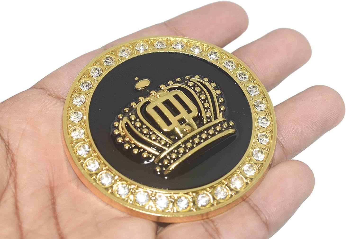 VRT King Crown Emblem Sticker for All Cars, Bikes, Metal (Big - 6.5 cm, Gold)
