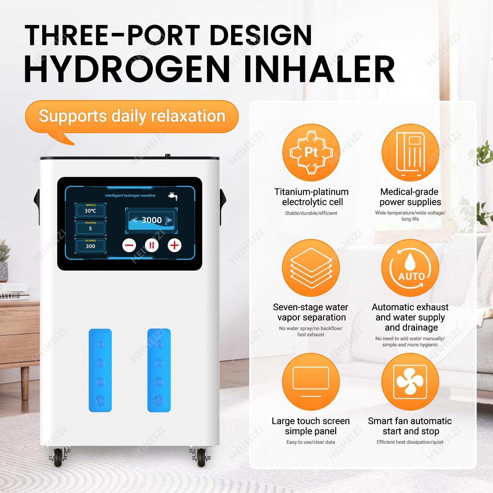 Neuer Wasserstoffgenerator, Browns-Gas-Inhalationssystem, 99,99% hochreines, geräuscharmes Wasserstoff-Inhalationsgerät, SPE-PEM-Technologie, für den Heimgebrauch White-1500ml/min