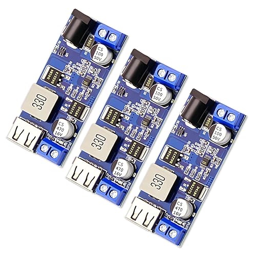 Miniatura 2 de V TELESKY Paquete de 3 convertidores LM2596s Buck de 12 voltios a 5 voltios DC-DC módulo reductor, USB 9 V 12 V 24 V 36 V a 5 V Transformador de