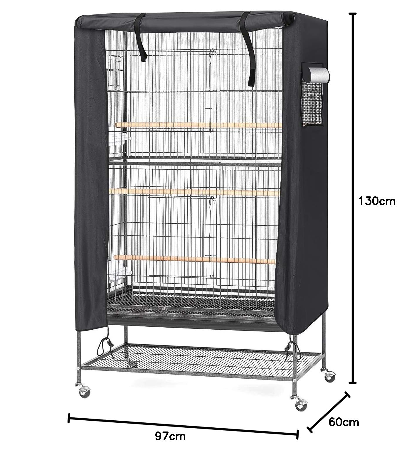 Funda para Jaula de pájaros, 97 x 60 x 130 cm Cubierta para Jaula de pájaros, Impermeable y Transpirable, Duradera, Resistente al Viento, a Prueba de Polvo, para Jaula de pájaros