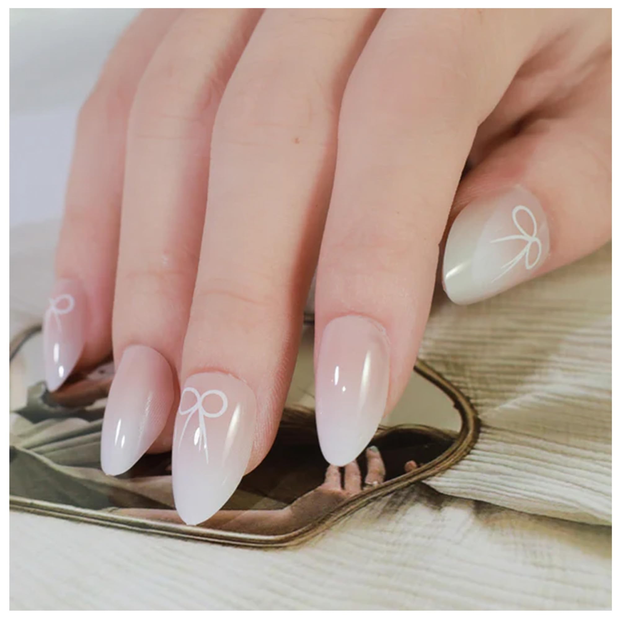 GALSPRO Short Press on Nails - Set of 24 Fake Nails with Designs in 12 Different Sizes for Perfect Fit, Cute False Nails Kit for Women with 0.07oz