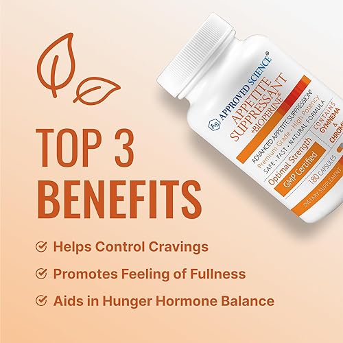 Miniatura 9 de Approved Science Supresor del apetito - Gimnema, cromo, pimienta de cayena - 60 cápsulas - Hecho en los Estados Unidos