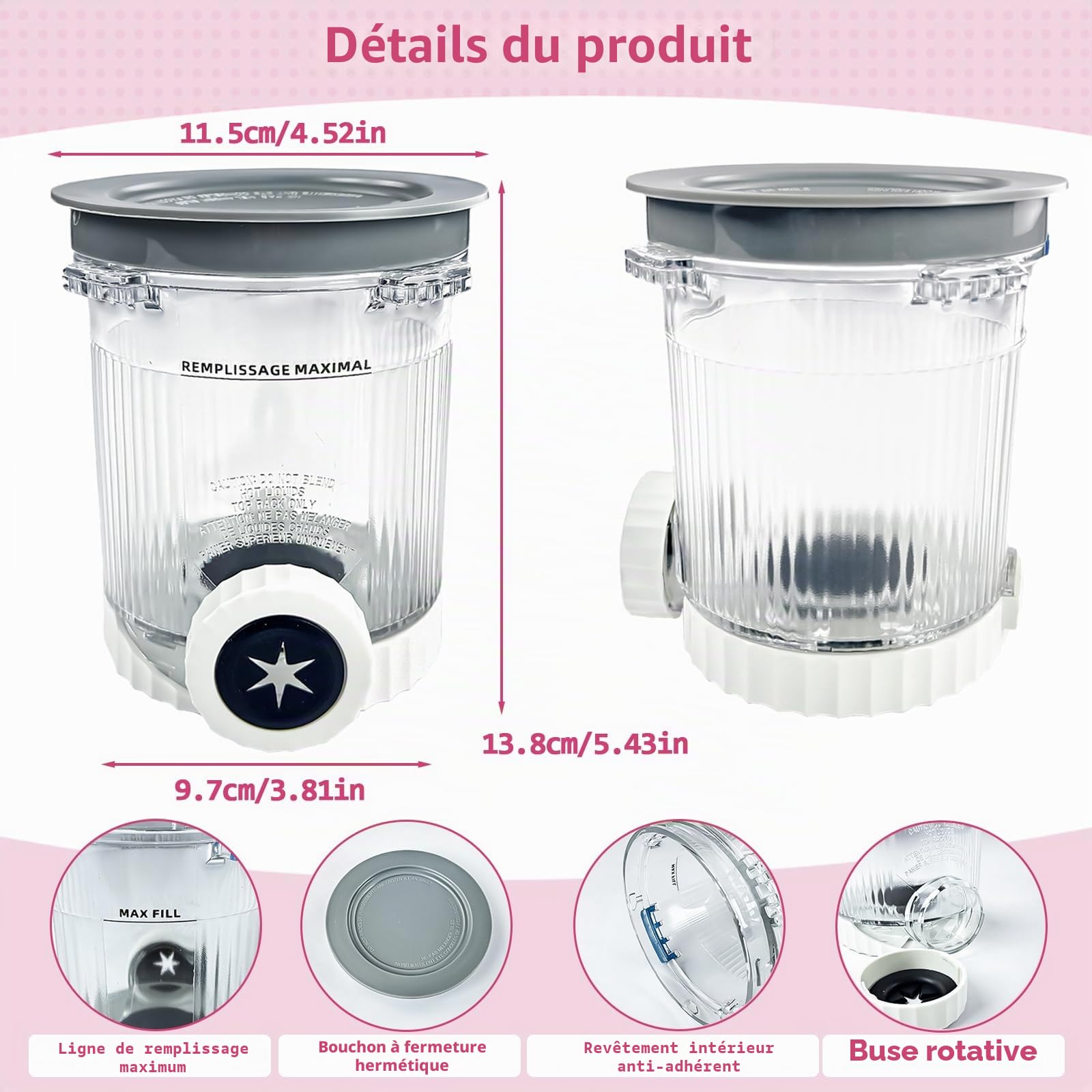 Lot de 4 Récipients Compatibles pour Ninja Creami Swirl, Récipients à Crème Glacée de 480 ml pour Ninja NC700 NC701EU Sans BPA et Compatibles Lave et Vaisselle