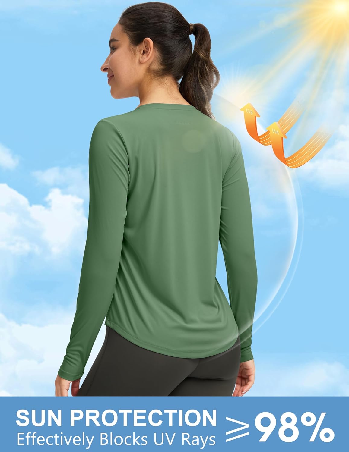 Women's UPF 50+ Sun Shirt Long Sleeve UV Shirts Rash Guard Lightweight Quick Dry Workout Hiking Tops for Women - Image 3