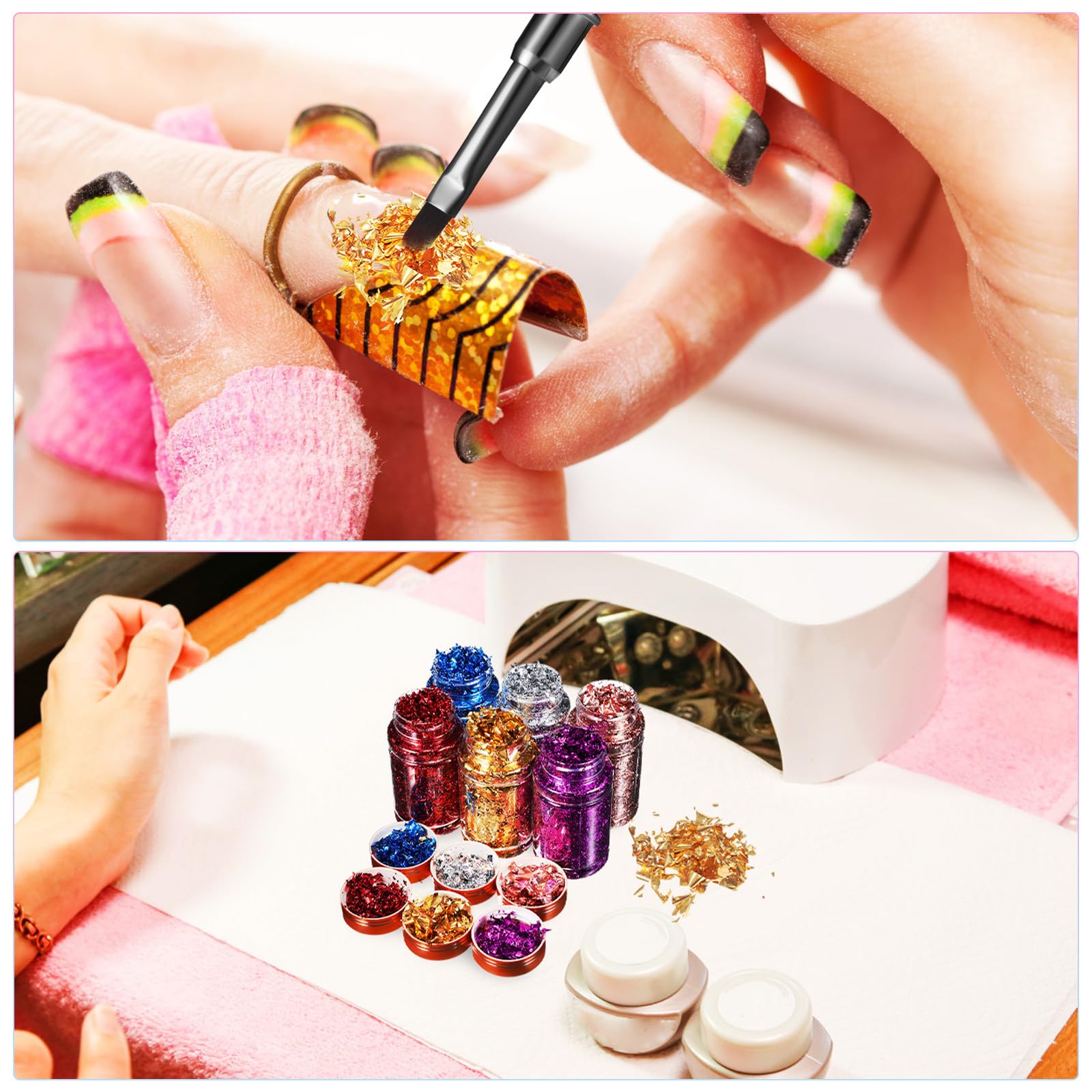 Healvian Scaglie D'oro per Unghie Decorazioni Artigianali Fiocchi di Lamina Forniture per Nail Art Scaglie di Lamina D'oro per Unghie
