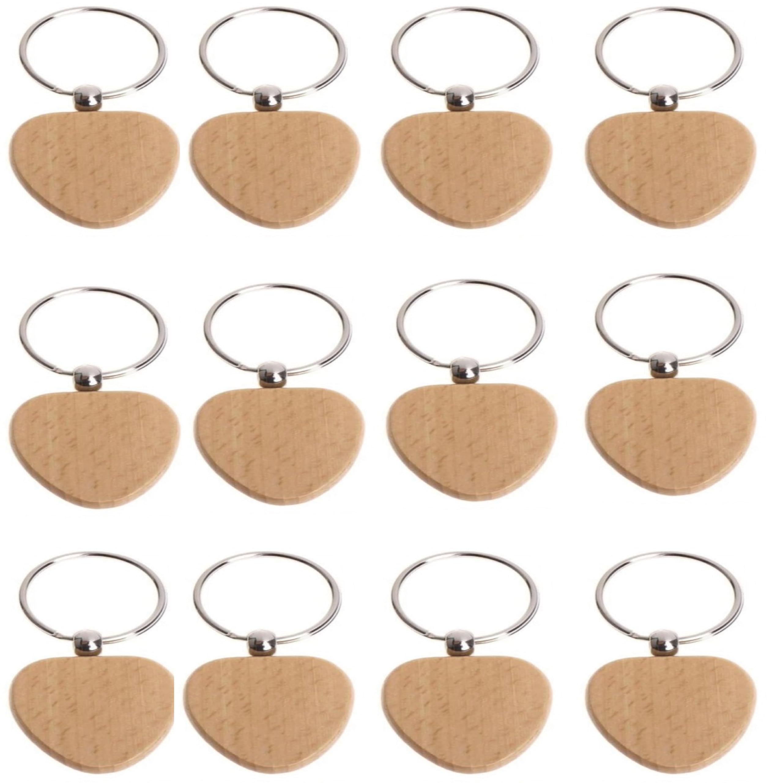 Wood Keychain with Metal Key Ring, Engraving DIY Blank Wooden Key-Chain, Key Tags, for Personalized, Art-Work or Hand-Kraft. Best Gifts Ideas for any Occassions