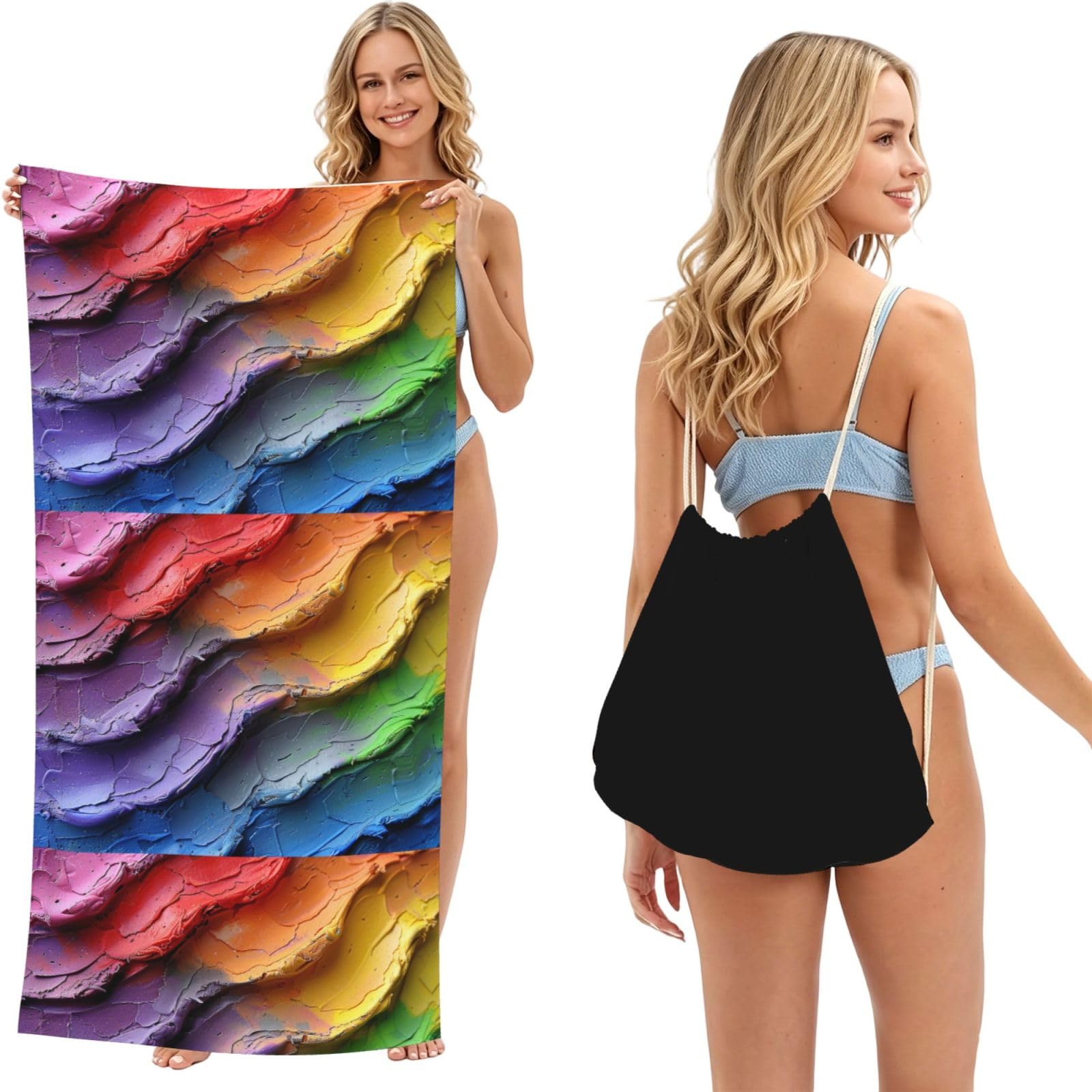 SKGOHLH Pigment wave 2in1 Packable Beach Towel Bag Women