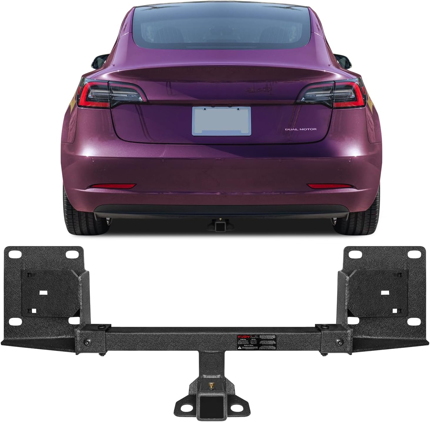 Class 3 Trailer Hitch Black Compatible with 2016-2023 Tesla Model 3 (2” Hitch Receiver)