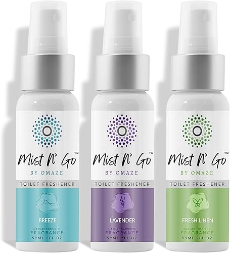 Mist N' Go by OMAZE - Spray de baño de viaje para eliminador de olores de excrementos, espray de inodoro de viaje para ambientador de excrementos