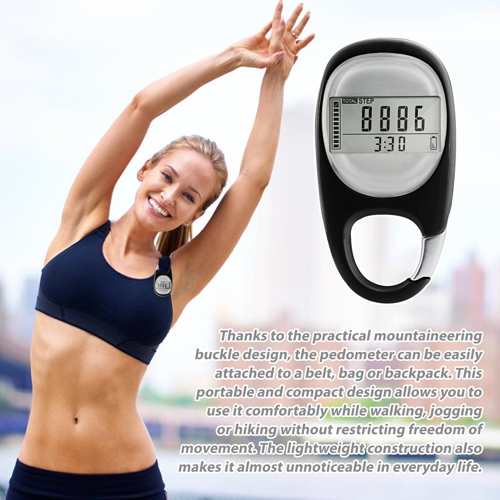 Podomètre 3D Numérique Portable avec Clip - Compteur de Calories Précis sans Application ni Téléphone, Idéal pour la Marche