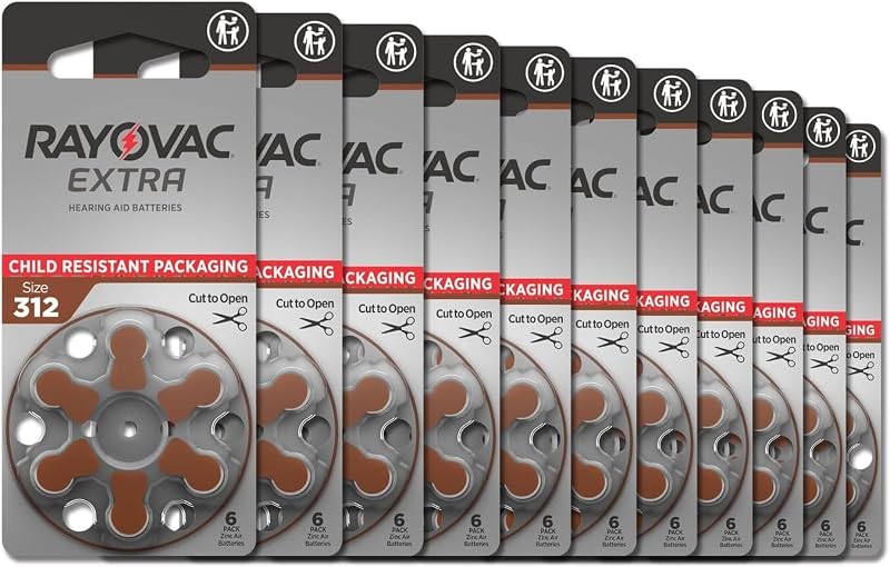 Rayovac Extra Advanced, size 312 Hearing Aid Battery (pack 60 pcs)