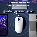 RK ROYAL KLUDGE RK M30 Wireless Gaming Mouse, 24000 DPI, 43g Ultra-Lightweight, PAW3311 Sensor, 2.4G/Bluetooth/USB-C Rechargeable Wireless Mouse with 5 Programmable Buttons for PC/Mac, White