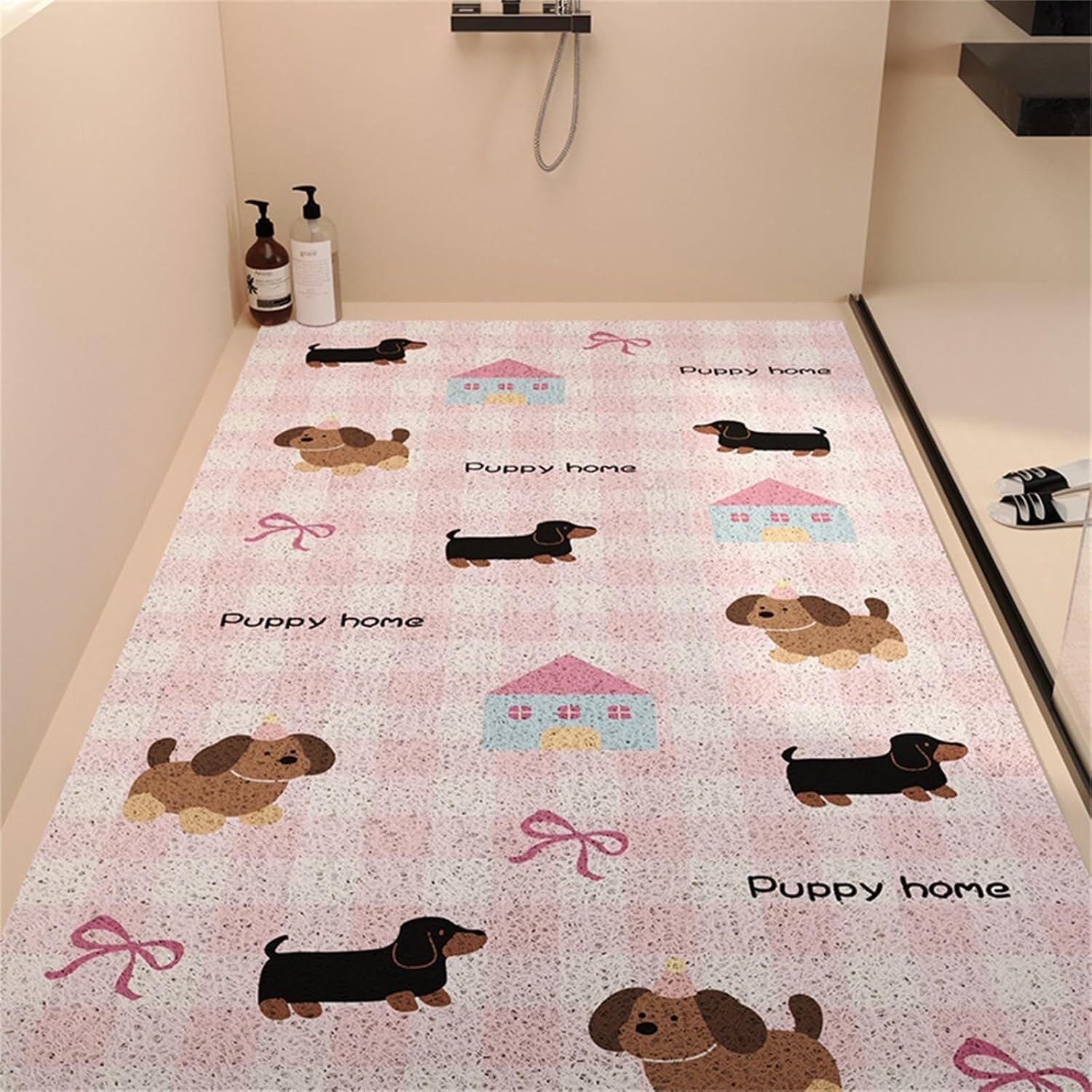 Di alta gamma Tappetino doccia – luffa cartoni animali(Pink Dog,80x120cm)