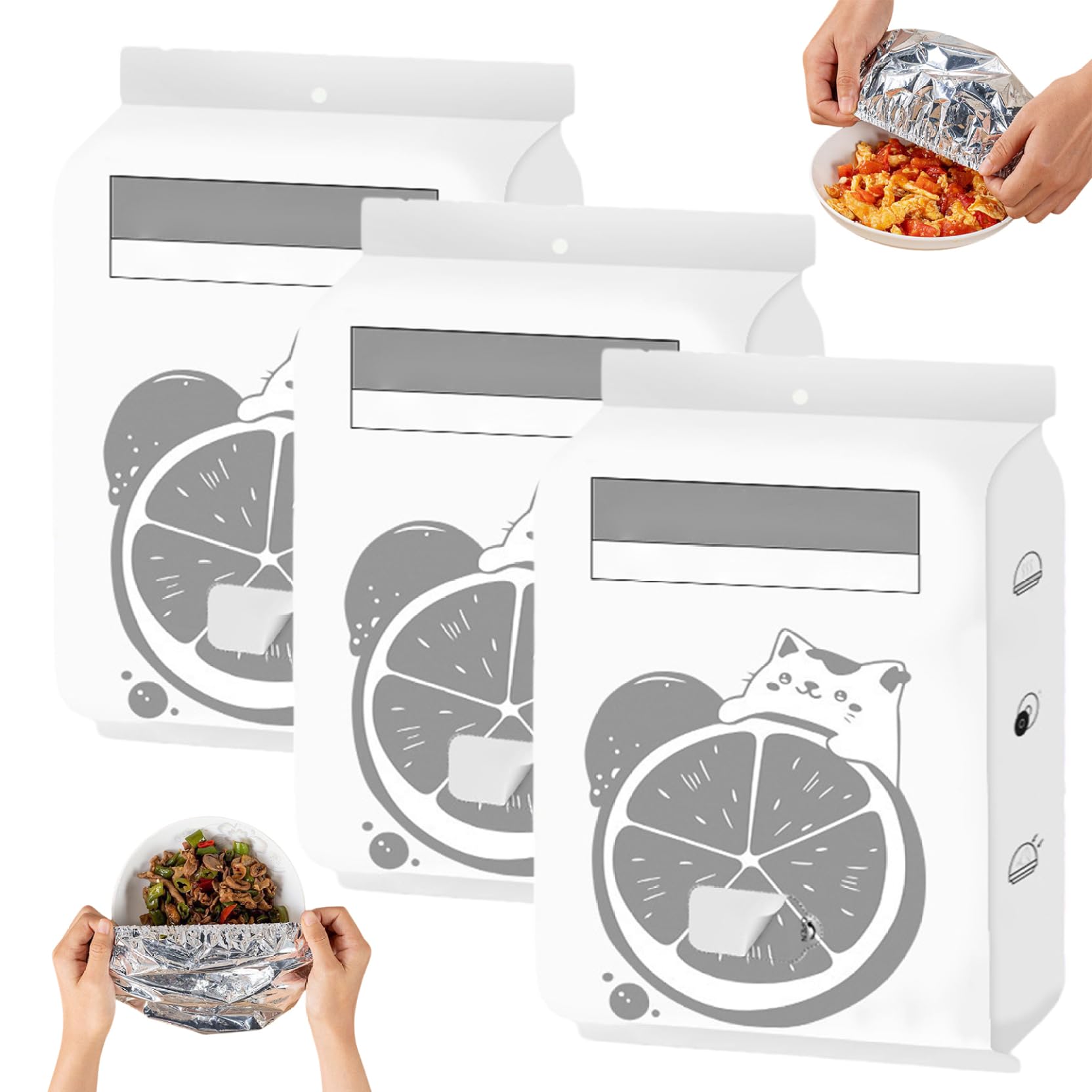 Reusable Aluminum Foil Food Covers 90PCS Elastic Food Covers Fresh Keeping Bags for Plates, Bowls, And Containers, Figürchen