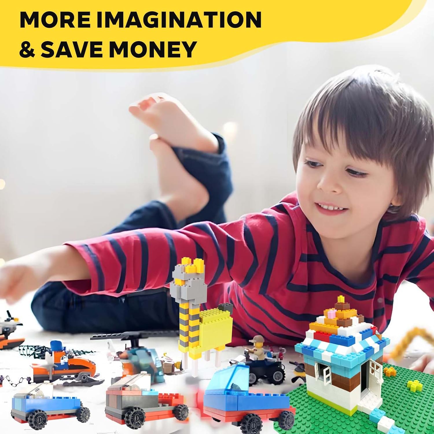 1600 Pieces Building Bricks, Classic Bulk Building Blocks for Kids with Wheels and Axles Sets, Windshield, Windows, Doors, Baseplates, Compatible with All Major Brands - 18 Shape/12 Color