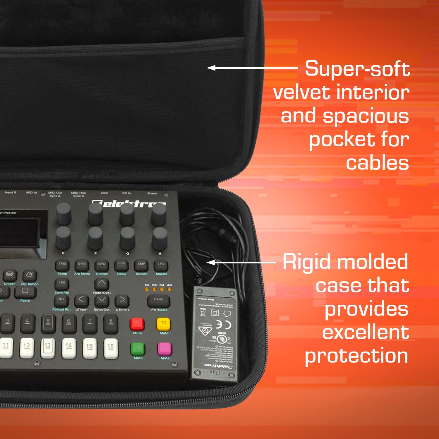 Analog Cases Pulse Estuche para Elektron Digitakt/Digitone/Syntakt (protección y Estilo, en un Robusto Estuche de EVA, Forro Protector de Terciopelo Supersuave), Negro