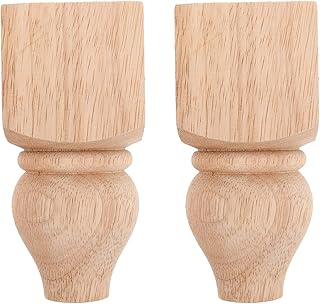 2pcs Wooden Furniture Legs for Sofa and Table Replacement, Unfinished Handcrafted Solid Wood Bun Feet, Small Dresser and Cabinet Support for Home Furniture