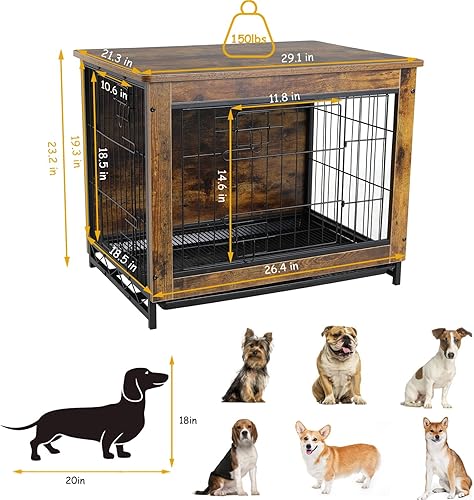 Miniatura 2 de BESTDOOR Muebles de jaula para perros pequeñosmedianos mesa de madera para perros mesa auxiliar muebles de doble puerta con cerradura bandeja