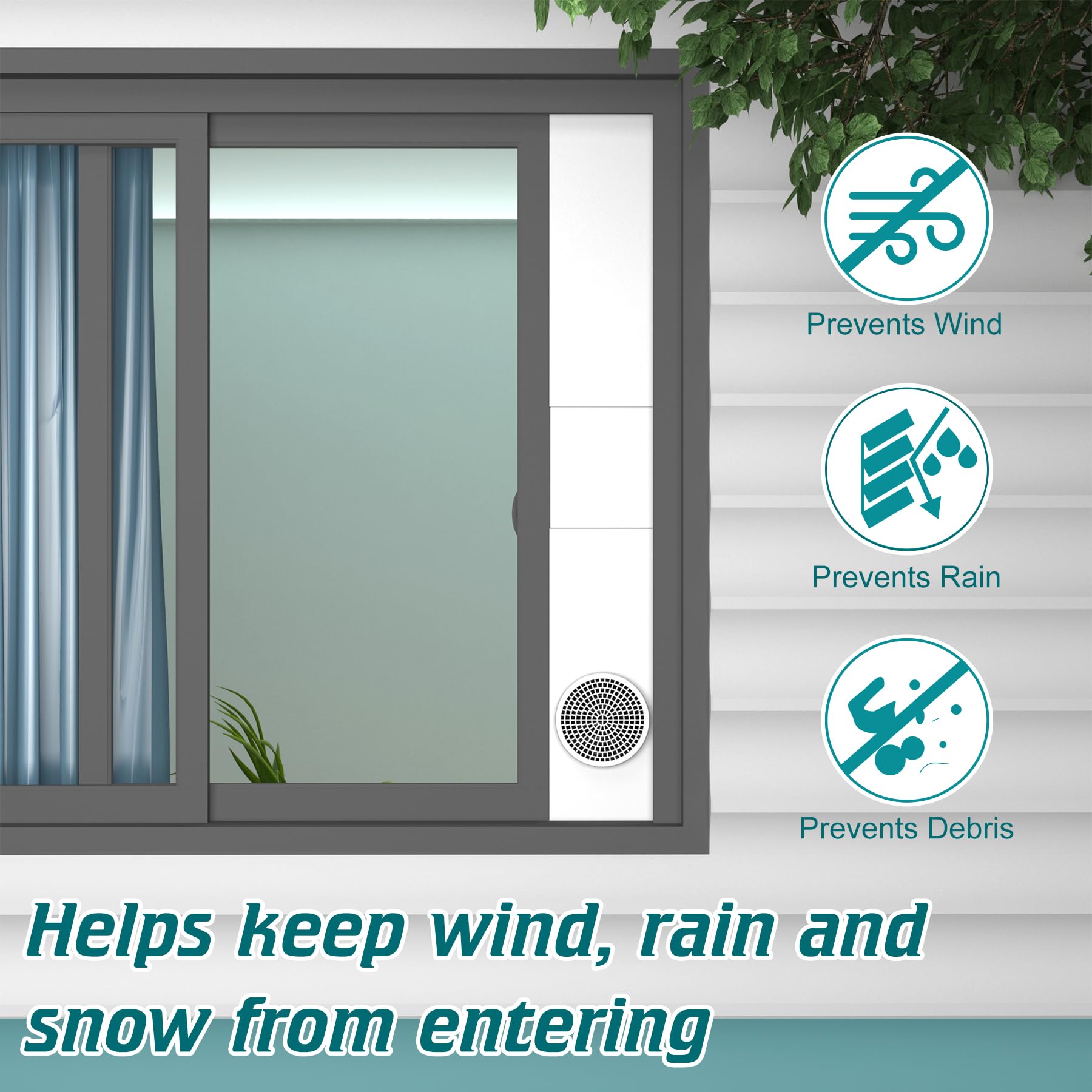 Daisypower Kit de ventana de aire acondicionado portátil con aislamiento de espuma, aislamiento térmico y ruido, paneles de sellado ajustables para manguera de CA, se adapta a una ventana doble