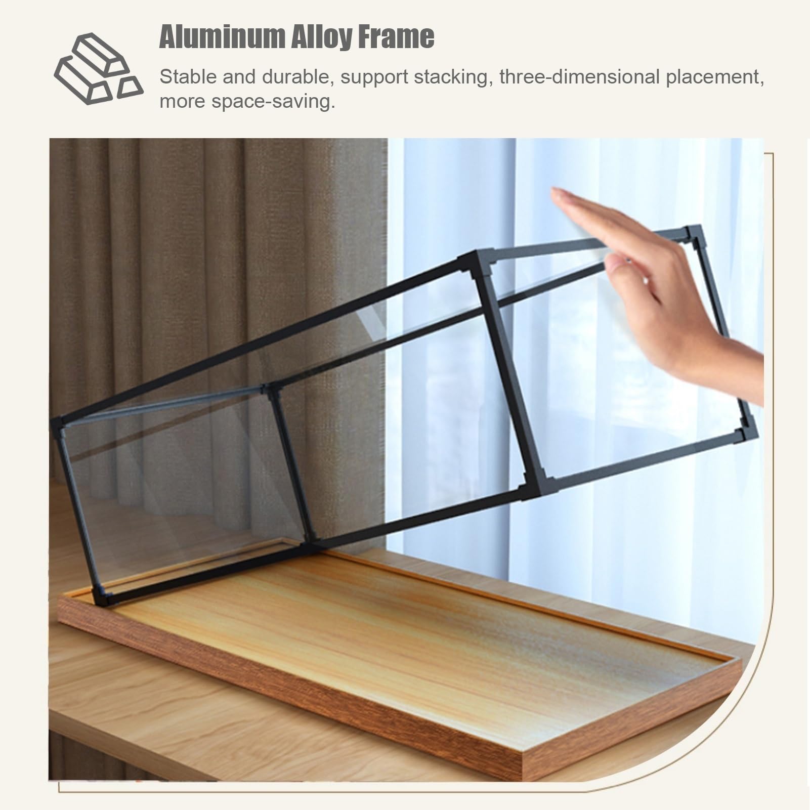 Grande vitrine en acrylique transparent pour objets de collection, boîte de rangement empilable anti-poussière avec cadre en aluminium, à monter soi-même, pour modèles de voitures (40 x 20 x 20 cm