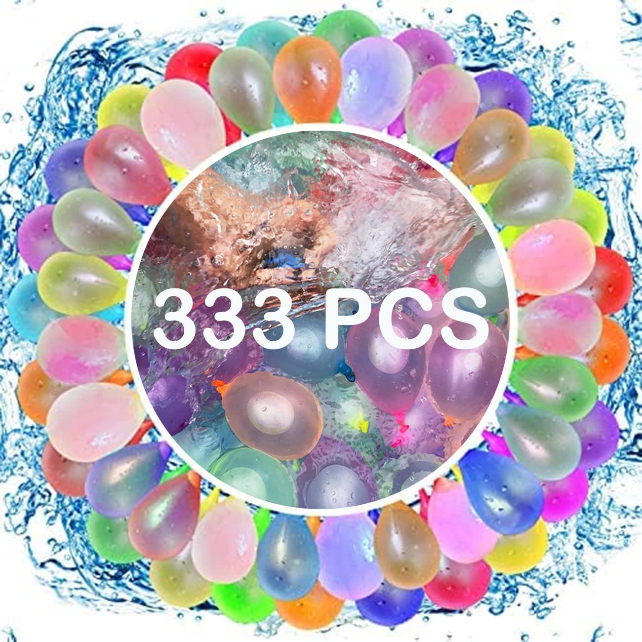 SIMIN 333 Water Balloons, Rapid-Filling Self-Sealing Water Balloons Colorful Balloons, Splash Water Balls Summer Fun Outdoor Toys