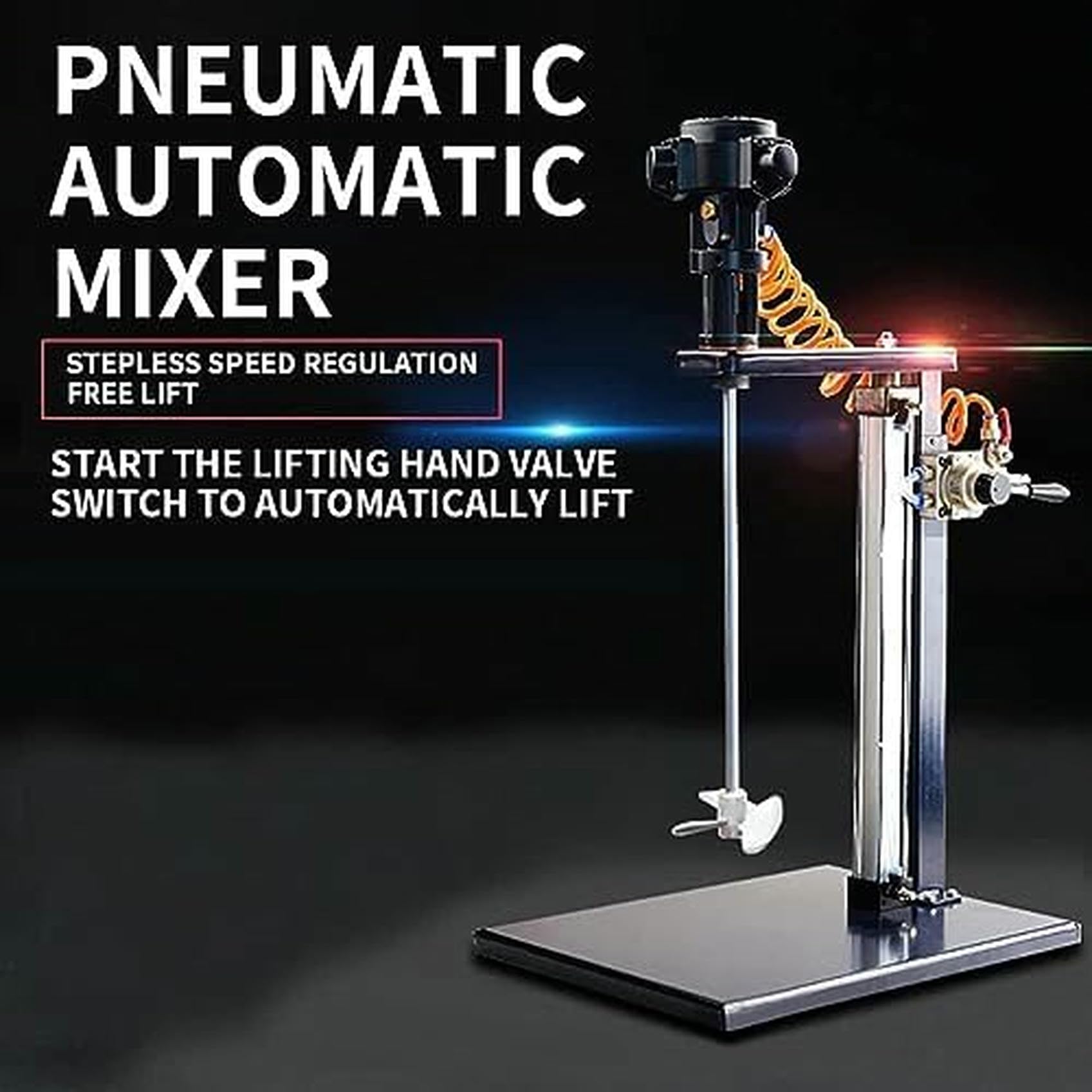 Miscelatore Pneumatico per Vernici con Sollevamento Automatico per la miscelazione Industriale di coloranti e idrosol, Miscelatore d'Aria Verticale in Acciaio Inossidabile~/