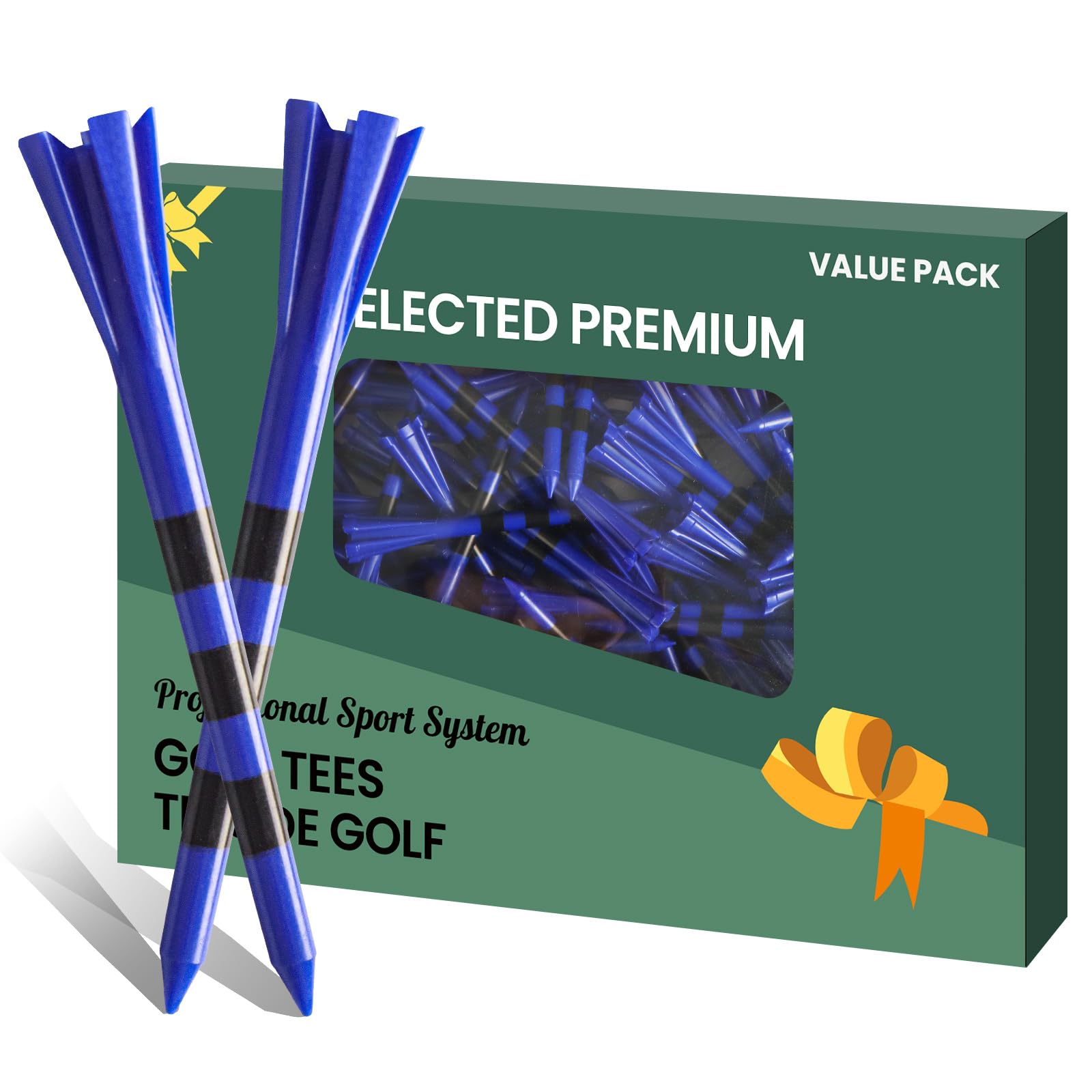 AXKAL Golf Tees Plastic 3 1/4 2 3/4 inch Unbreakable 30 50 100 Pack, Upgrade Long Stronger Bulk More Durable Stable Reduce Friction Side Spin Tee Gift For Women (Blue, 100Pcs 3 1/4 inch) — image 1