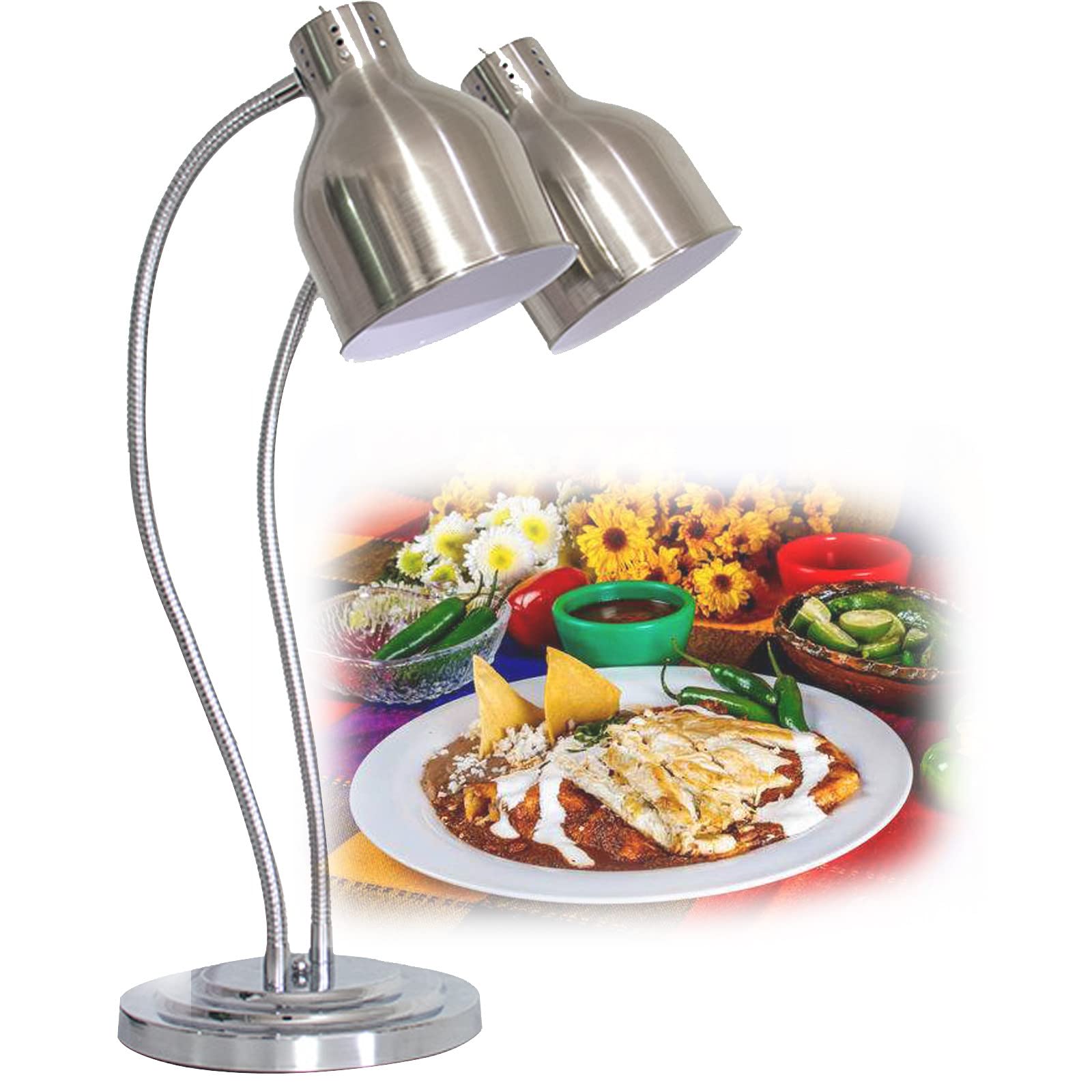Lampes Chauffantes pour Buffet Fêtes Chauffe-Plats Lampes De Cuisine Ampoules Chauffantes pour Alimentaire 250W Chauffe-Plats à Double Lampe chauffante,Silver