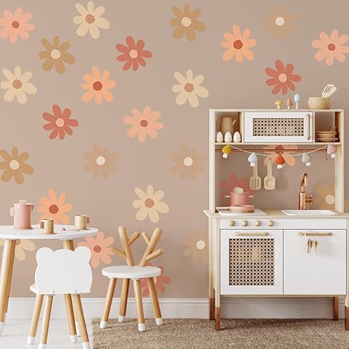 Miniatura 7 de 36 calcomanías de pared de margaritas bohemias con diseño de margaritas para despegar y pegar, calcomanías florales para guardería, dormitorio, sala