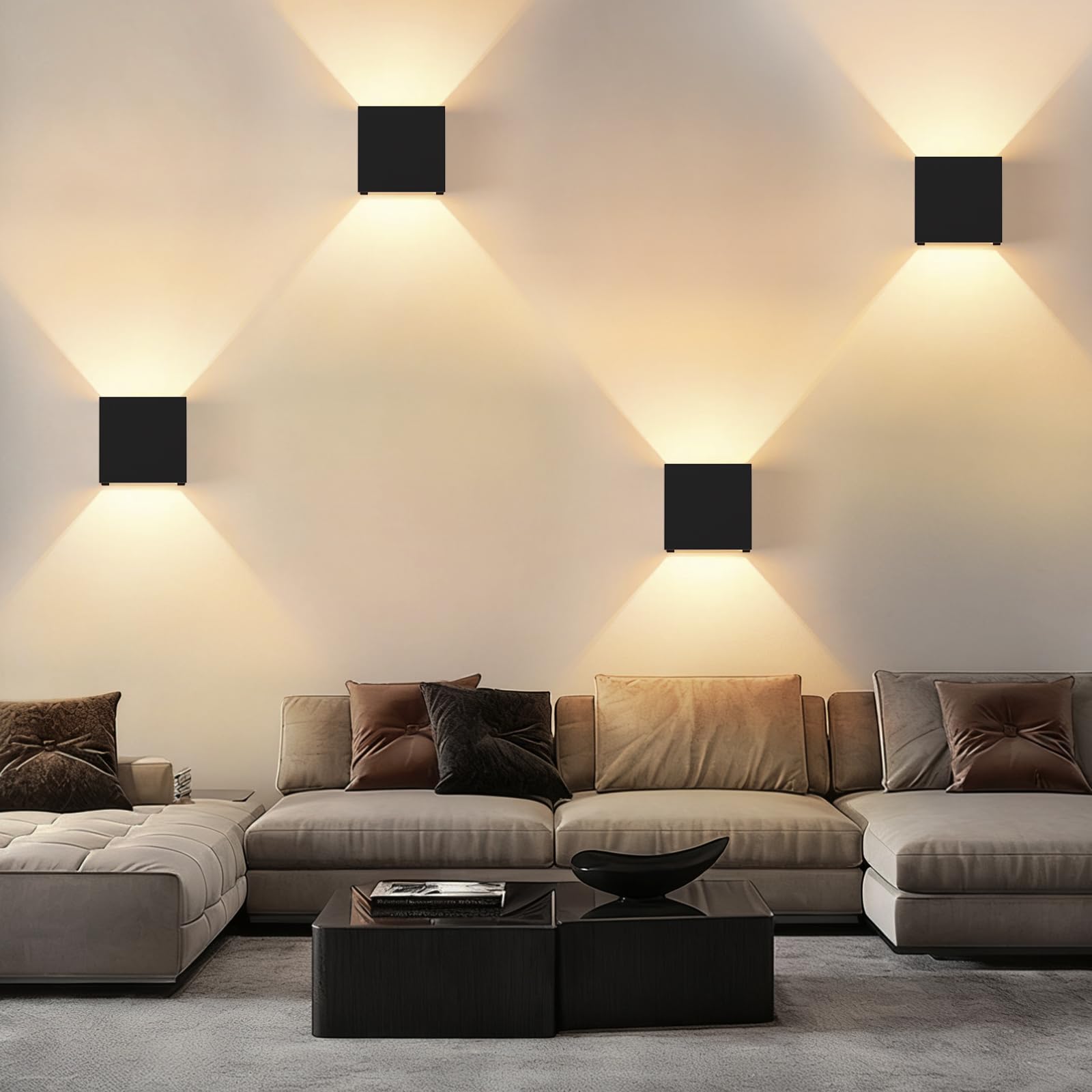 LED Wandleuchte Aussen Wandlampe - 4ER Außenwandleuchte Schwarz | Wasserdicht Aussenlampe Up Down Wandleuchten Innen mit Austauschbarer G9 Flurlampe für Wohnzimmer Hauswand Treppenhaus