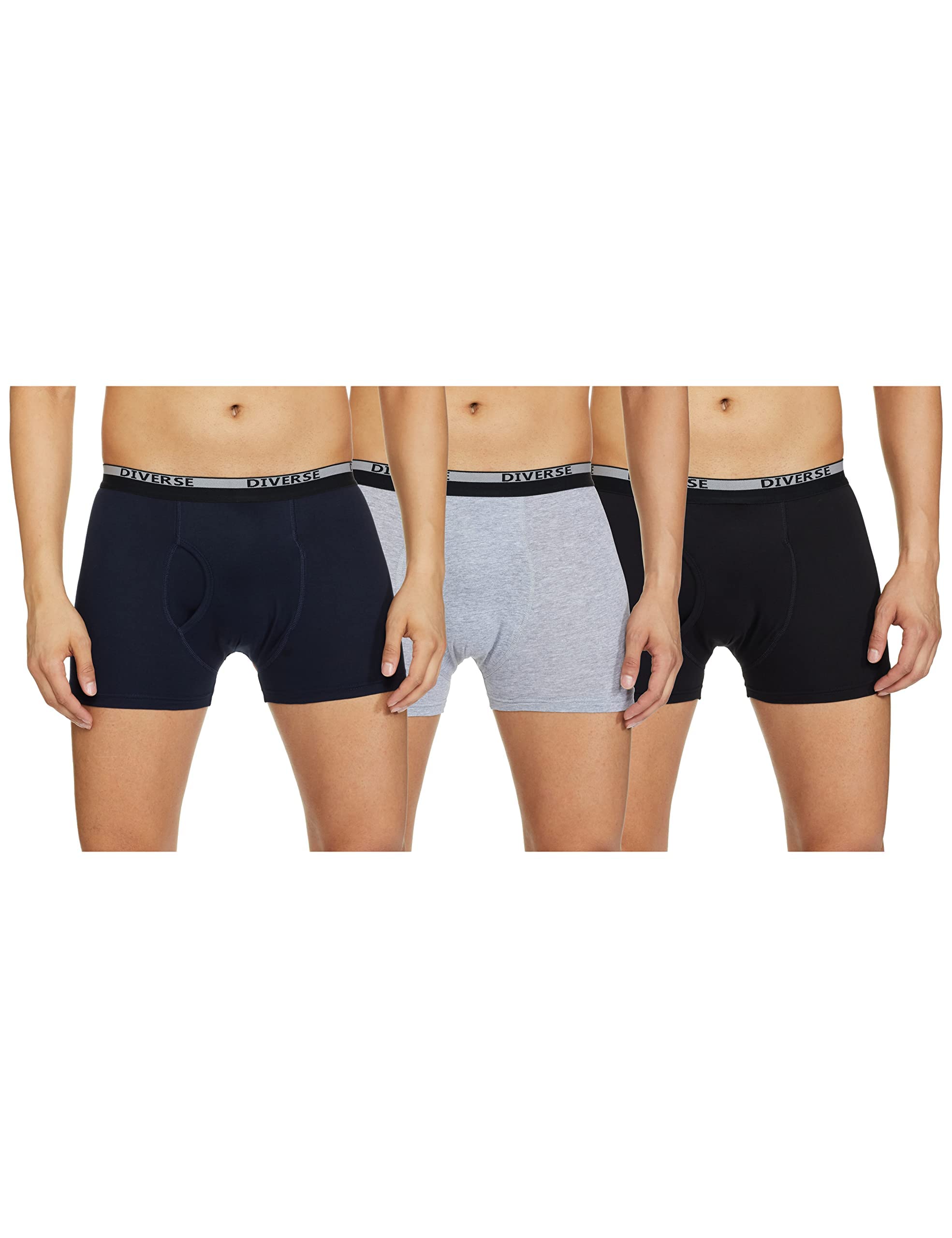 DiverseMens Slim Fit Solid Trunks-Pack of 3