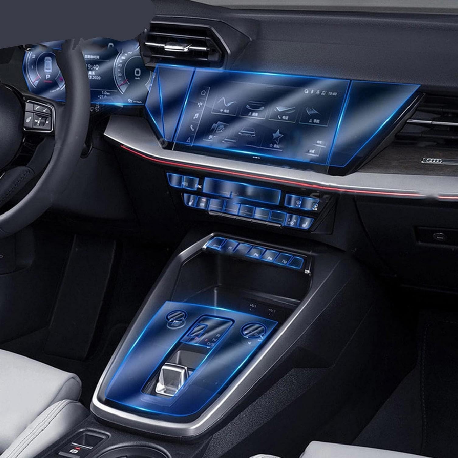 Protection console centrale Audi A3 8Y 2021 : film TPU durable