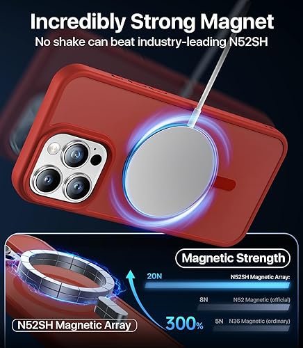 Miniatura 4 de Aulofe Funda magnética fuerte para iPhone 15 Pro, compatible con MagSafe, probada en caídas de grado militar, a prueba de golpes, delgada,