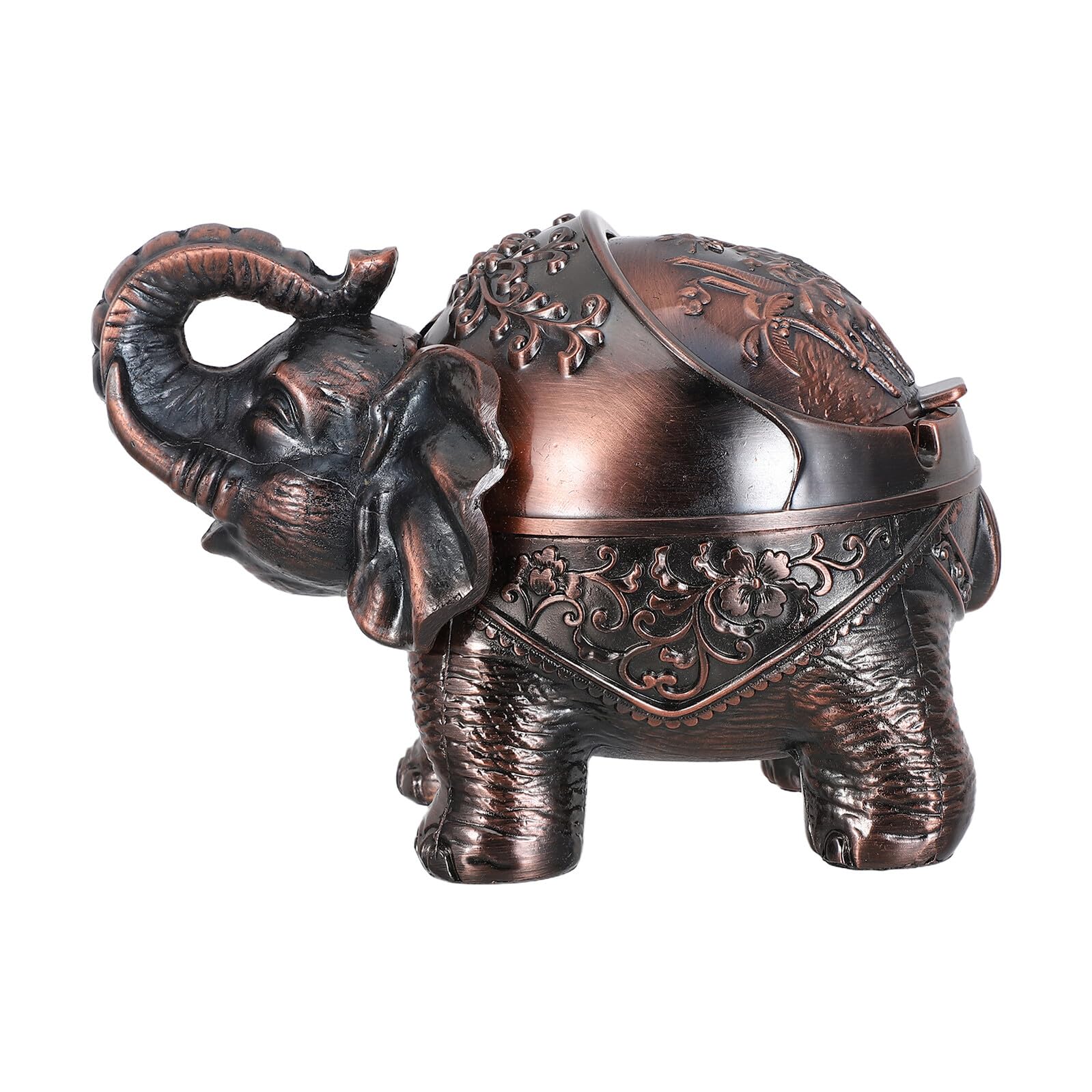 Cendrier éléphant rouge au design nordique en métal robuste pour décoration de bureau