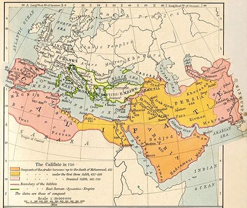 Posterazzi DPI12280645GRANDE Mapa de la expansión musulmana y el imperio bizantino al final del califato omeya, en 750. del Atlas Histórico,