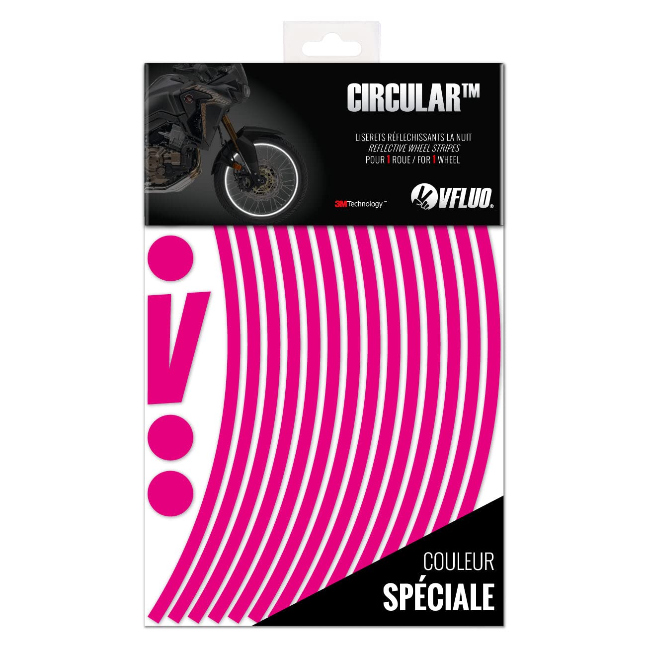 VFLUO - Kit Pegatinas Llantas de Moto Reflectantes, Autoadhesivas para 1 Rueda, 3M Technology™ - Gran Visibilidad Lateral - Discreto y diseño - Fácil colocación — view 16