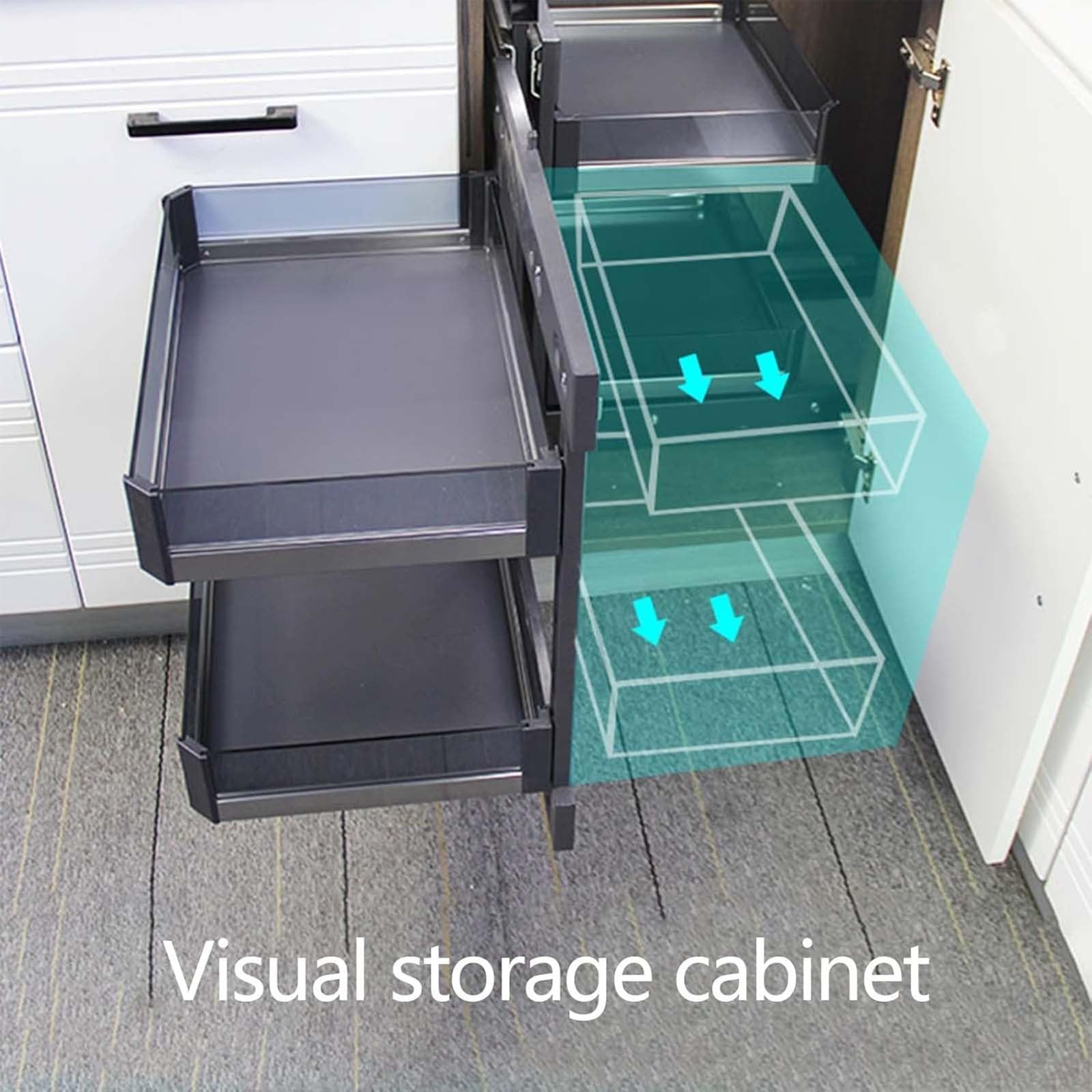 Cassetti portaoggetti da cucina a 2 ripiani, organizer estraibile per mobiletto ad angolo cieco, organizer per mobiletto da cucina scorrevole per impieghi gravosi a 4 ripiani 800