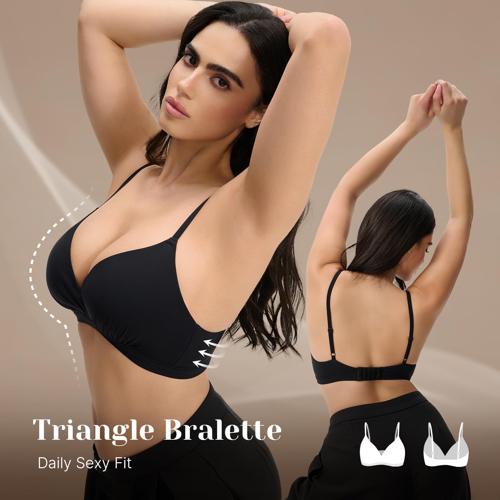 Feng Shui Bralette a Triangolo da Donna Reggiseno Profondo Non Imbottito Reggiseni Push up Senza Cuciture Reggiseno Confortevole per Tutti i Giorni Senza Fili