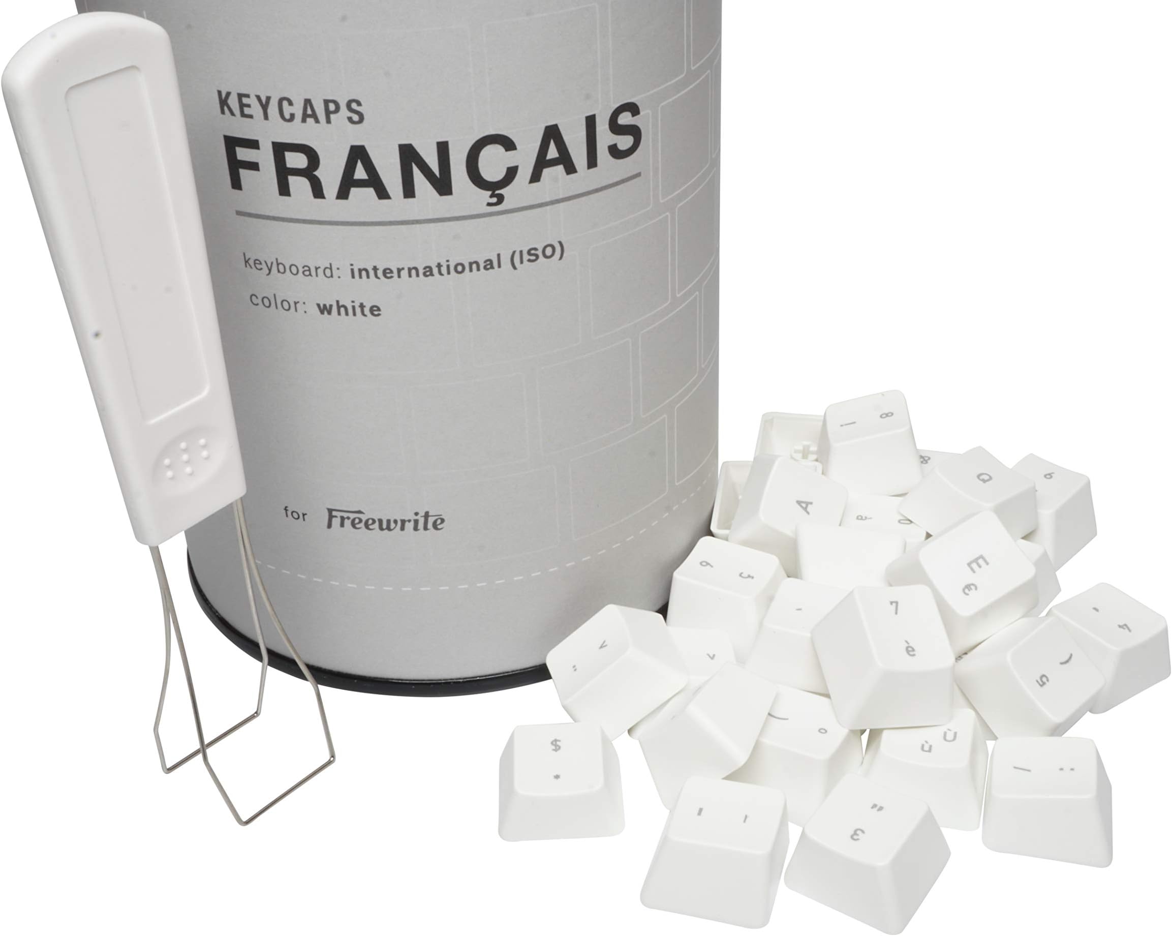 Freewrite AZERTY Language Keycap Set with French Characters [ISO Layout] - Partial Replacement Keycap Kit for Customizing Freewrite to match French AZERTY layout, includes Keycap Removal Tool
