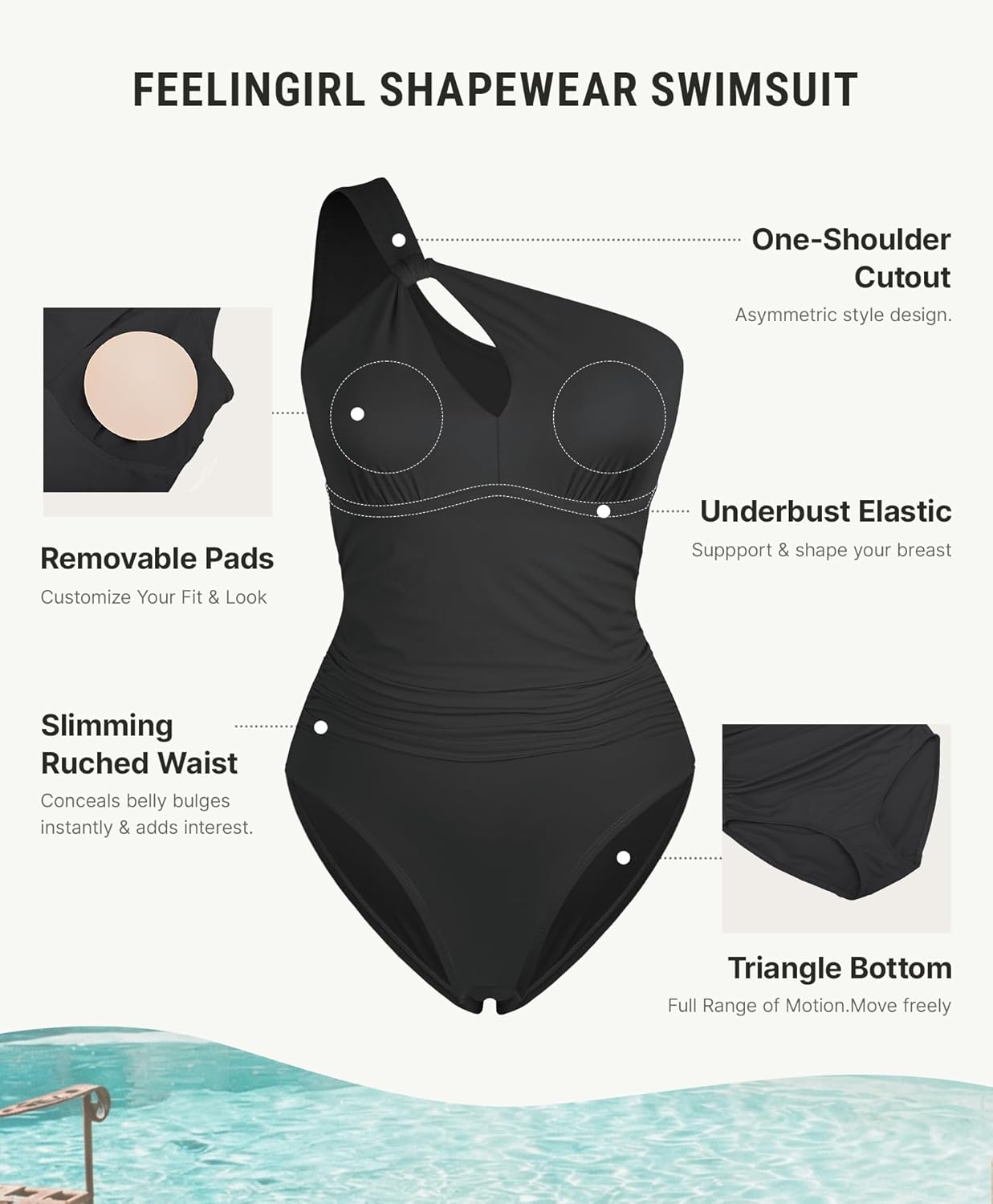 FeelinGirl Women's One-piece Swimsuits Tummy Control Swimsuits for Women Bathing Suit for Women Tummy Control Bathing Suits