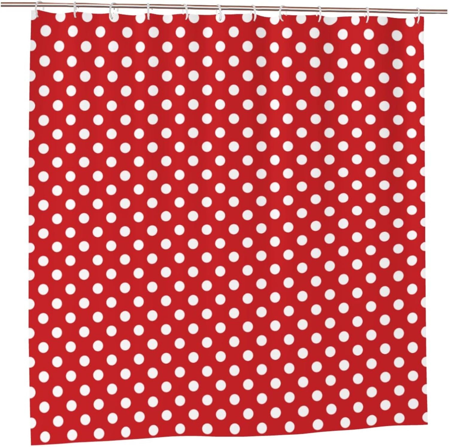Red Polka Dot Print Shower Curtain, Thick Heavy Duty Cute Fabric Shower Curtains for Bathroom Machine Washable(72x72 Inches)