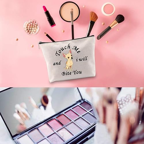 Miniatura 5 de WCGXKO Chihuahua Lover Gift Funny Chihuahua Theme Zipper Pouch For Chihuahua Mom Touch Me And I Will Bite You, Te muerde chihuahua