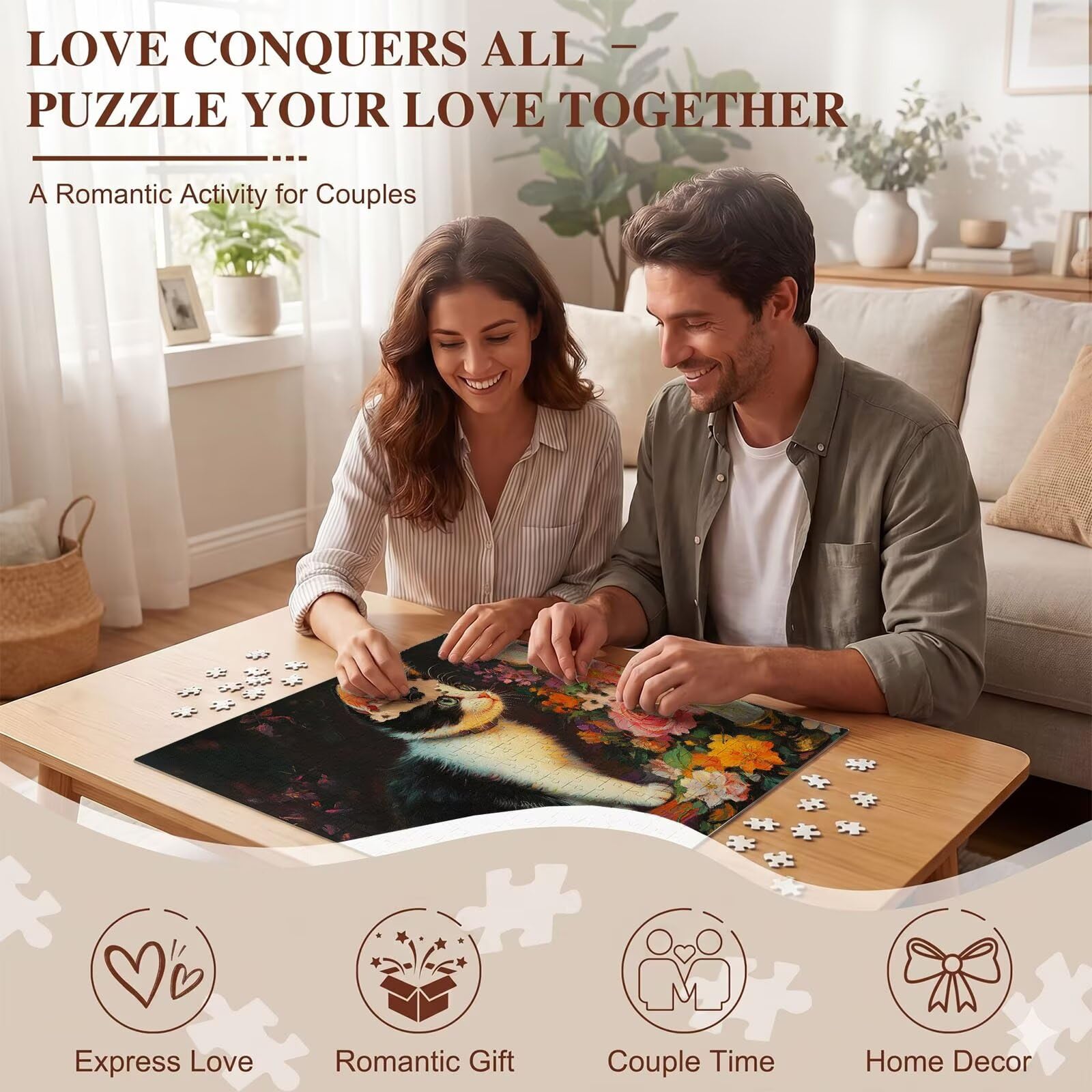 Puzzle 2000 Pezzi Classici, Puzzle gatto fiore-3 99 x 70 cm, Gioco Educativo e Antistress in Legno con Poster Incluso, Ttività DIY per Famiglia, Regalo per Appassionati, Decor Parete Casa, f0-706