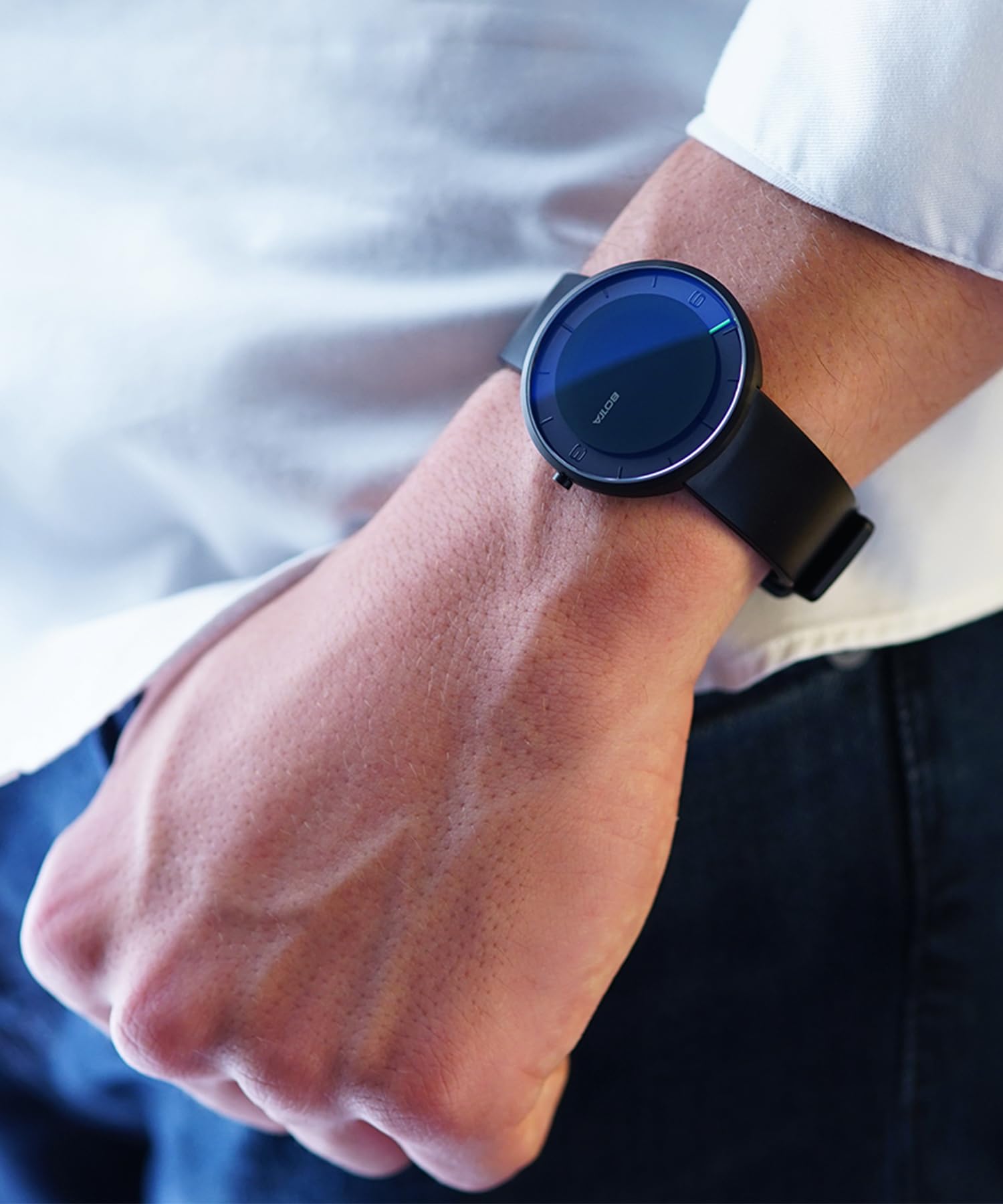 botta Zegarek z jedną wskazówką męski szwajcarski mechanizm kwarcowy ze skórzaną bransoletką NOVA (40 mm)