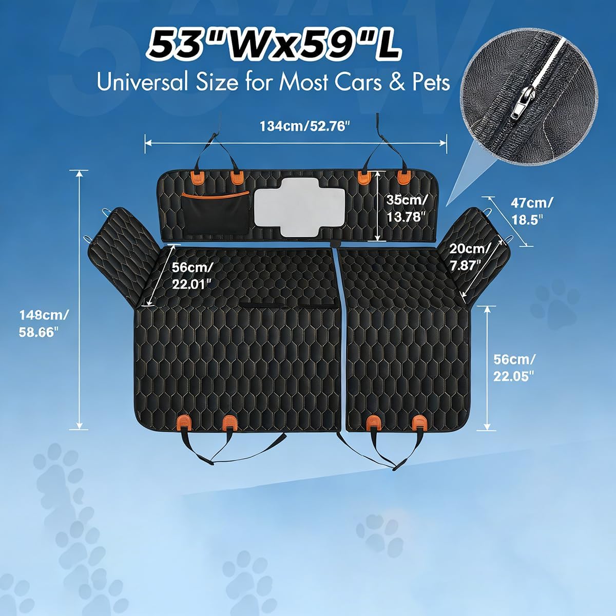 犬 車 シートカバーのために Range Rover Velar, 犬用助手席後座席兼用 可視メッシュ窓 防水 汚れ防止 保護マット