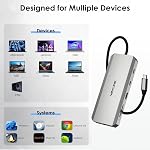 Laptop Docking Station, WAVLINK 10-in-1 USB C Docking Station Dual HDMI 4K@60Hz, USB A/C 3.0, SD/TF, 100W PD in, Gigabit Ethernet, Audio for Dell/HP/Lenovo,Windows Systerm Computer Only
