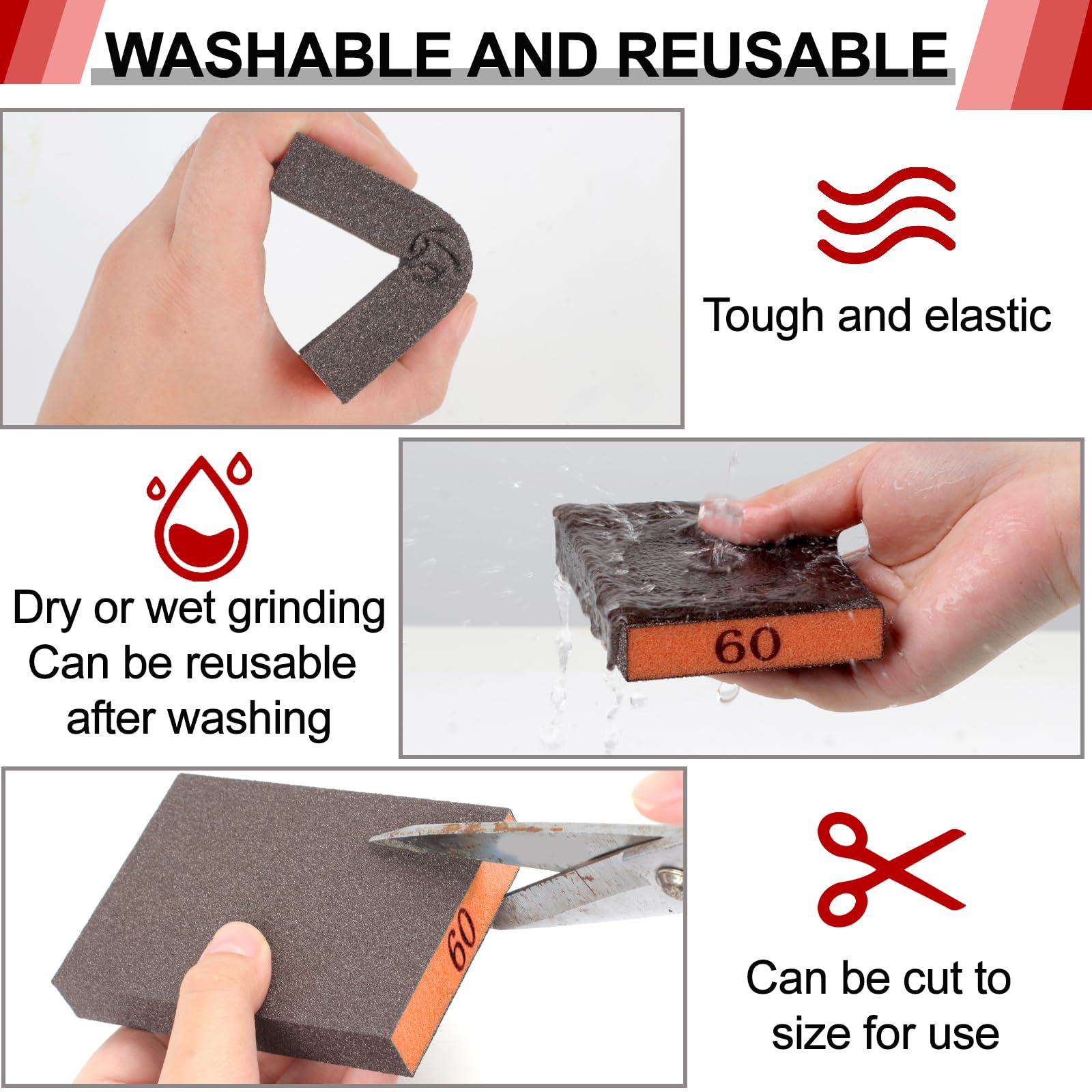 YNZDRWA 4 Pack Sanding Sponge view 3