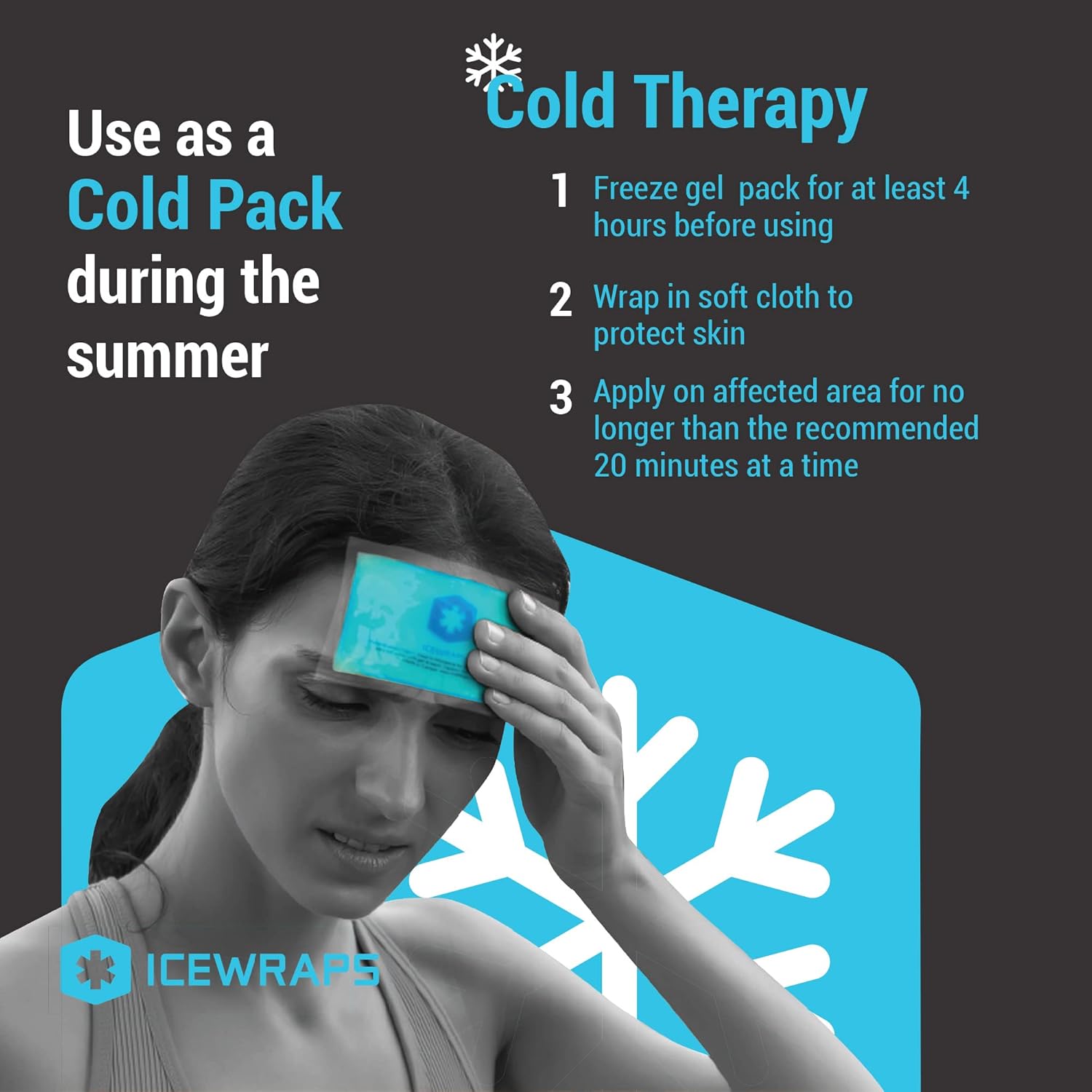 ICEWRAPS 5”x7” Reusable Gel Ice Packs and 3"x5" Medical-Grade Hot & Cold Therapy Packs Bundle - Pads for Pain Relief of Head, Neck, Toothache, Swelling or Sports Injuries